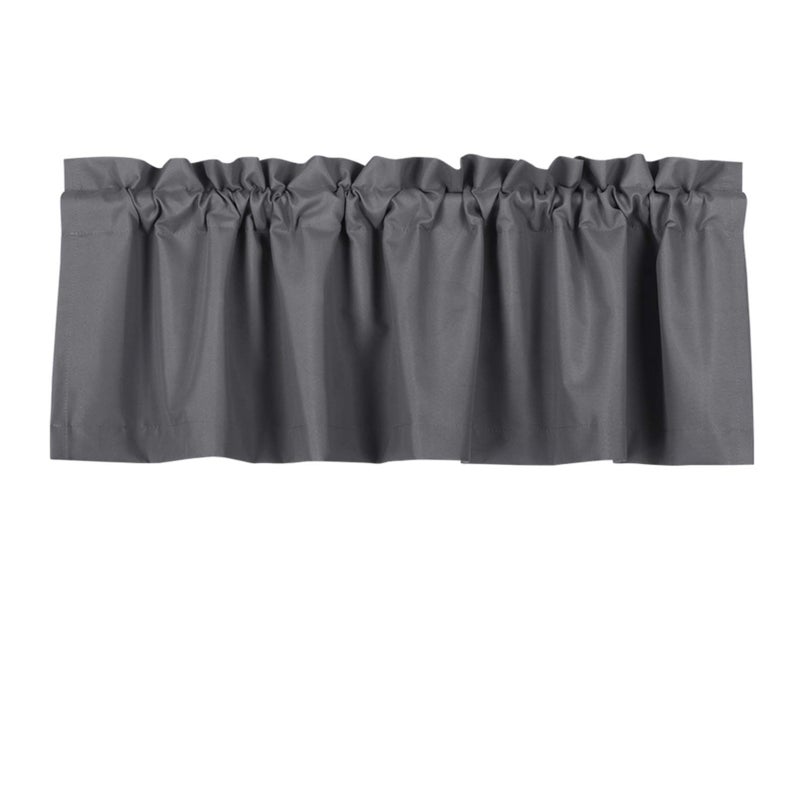 Valea Home Blackout Valance Curtains Waterproof Soft Rod Pocket Valance for Kitchen and Bathroom Window Room Darkening Valances for Bedroom, 52 inch x 18 inch, Grey - Image 1
